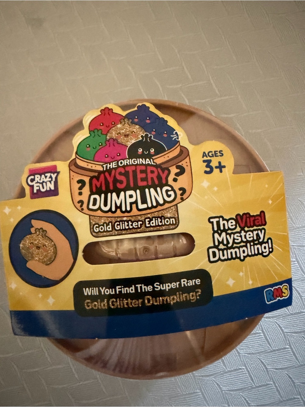 The Original Mystery Dumpling Kids Toy - Gold Glitter Edition (Yellow & Blue)